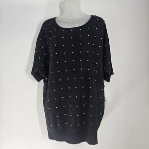 Love Scarlett Women's Size 1x Rhinestone Top Short Sleeve. Black NWT